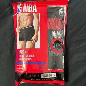 NBA Men's Active-Stretch Boxer Briefs Grey Black Red Pack of 3 - Size Small